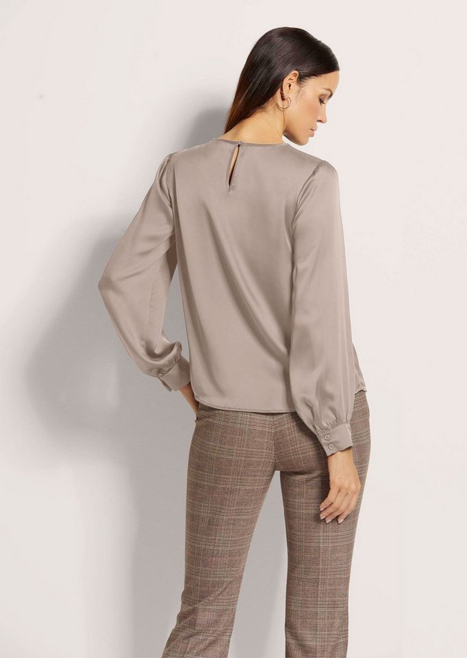 MADELEINE Langarmbluse Raffinierte Faltenbluse mit Rundhalsausschnitt Rundhalsbluse mit Ausschnittfalten, langärmelig – Bild 2 von 5