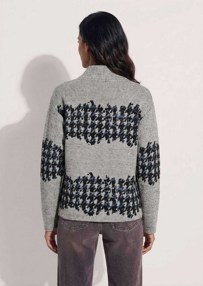 MADELEINE Langarmshirt Jacquard-Sweatshirt mit Hahnentritt Breite Streifen & lässig überschnittene Schultern – Bild 2 von 5