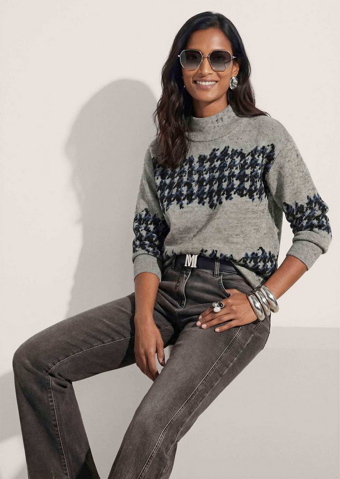 MADELEINE Langarmshirt Jacquard-Sweatshirt mit Hahnentritt Breite Streifen & lässig überschnittene Schultern – Bild 3 von 5