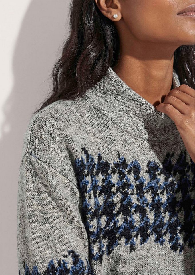 MADELEINE Langarmshirt Jacquard-Sweatshirt mit Hahnentritt Breite Streifen & lässig überschnittene Schultern – Bild 4 von 5
