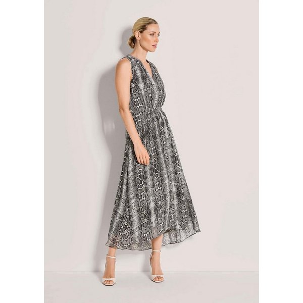 MADELEINE Maxikleid Sommerkleid mit Schlangenmuster Midikleid mit Rundhals mit V-Ausschnitt, Wadenlänge und ohne Arm