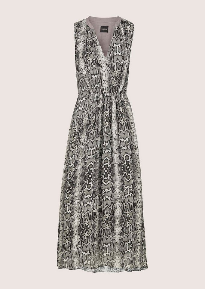 MADELEINE Maxikleid Sommerkleid mit Schlangenmuster Midikleid mit Rundhals mit V-Ausschnitt, Wadenlänge und ohne Arm – Bild 5 von 5