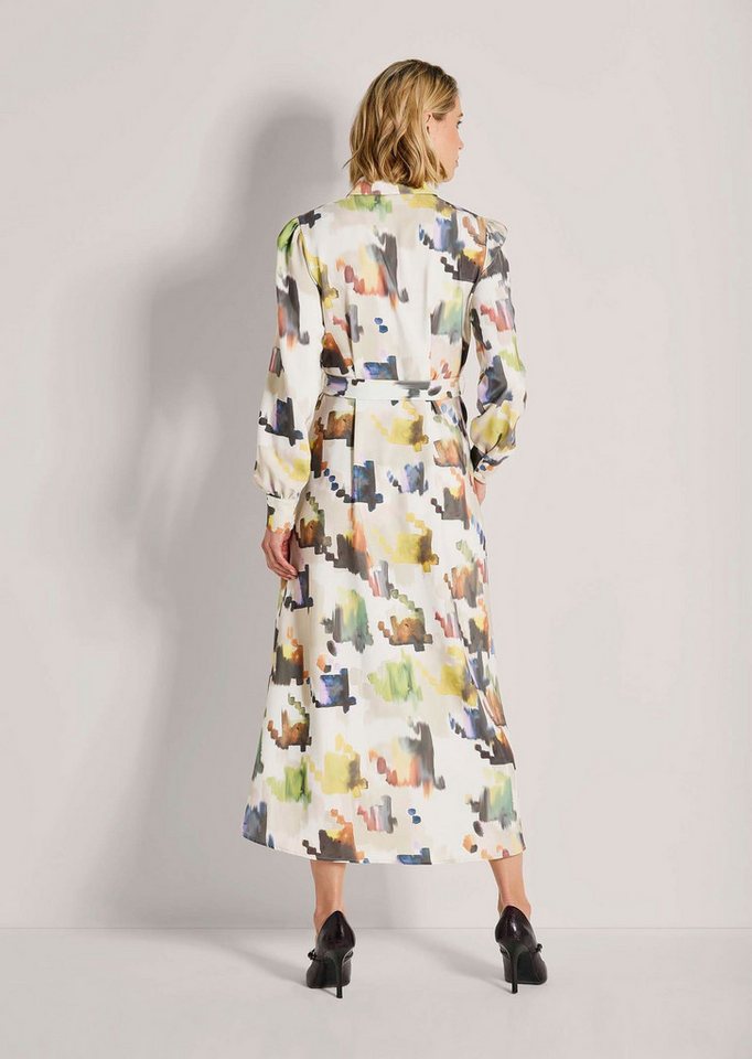 MADELEINE Midikleid Modernes Hemdblusenkleid mit Taillengürtel Langarmkleid mit Ethno-Muster und Hemdkragen – Bild 2 von 5
