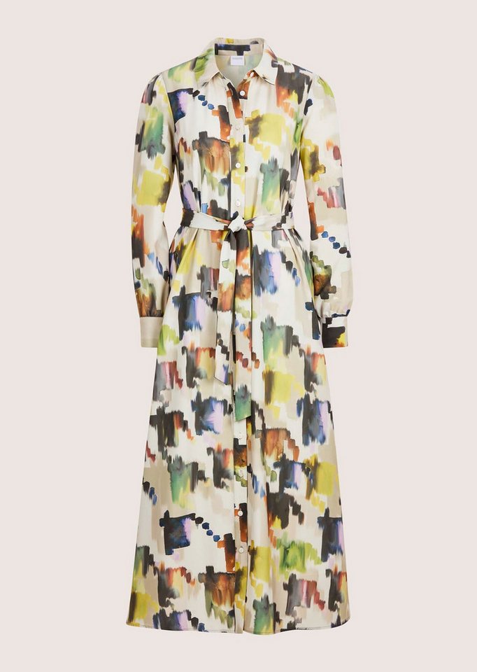 MADELEINE Midikleid Modernes Hemdblusenkleid mit Taillengürtel Langarmkleid mit Ethno-Muster und Hemdkragen – Bild 5 von 5