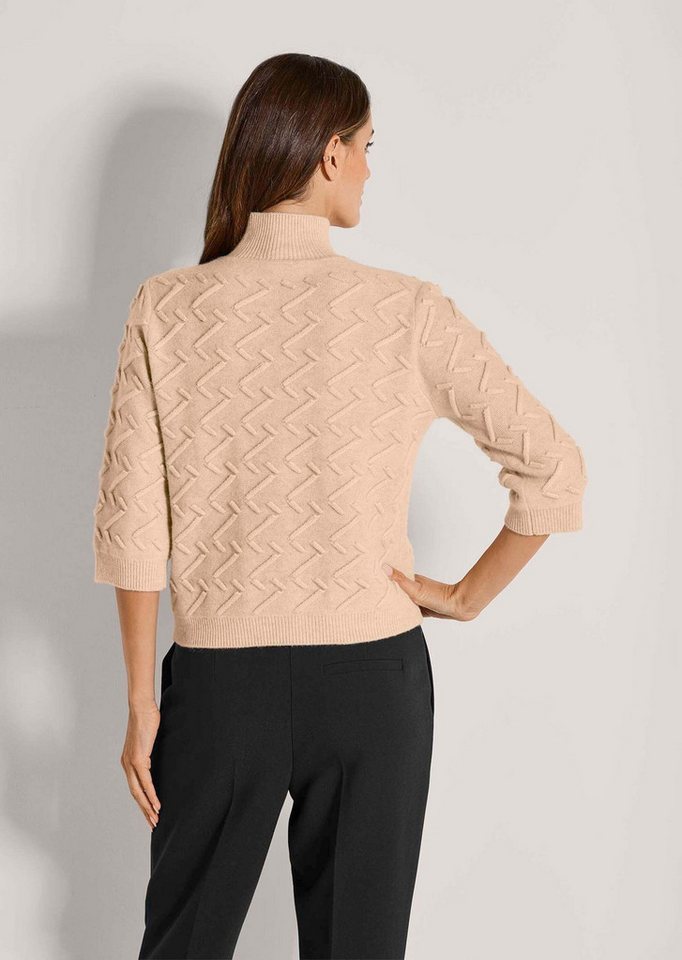 MADELEINE Strickpullover Eleganter Wollpullover mit Zick-Zack-Struktur Rippstrickpullover mit Stehkragen und 3/4-Ärmeln – Bild 2 von 5