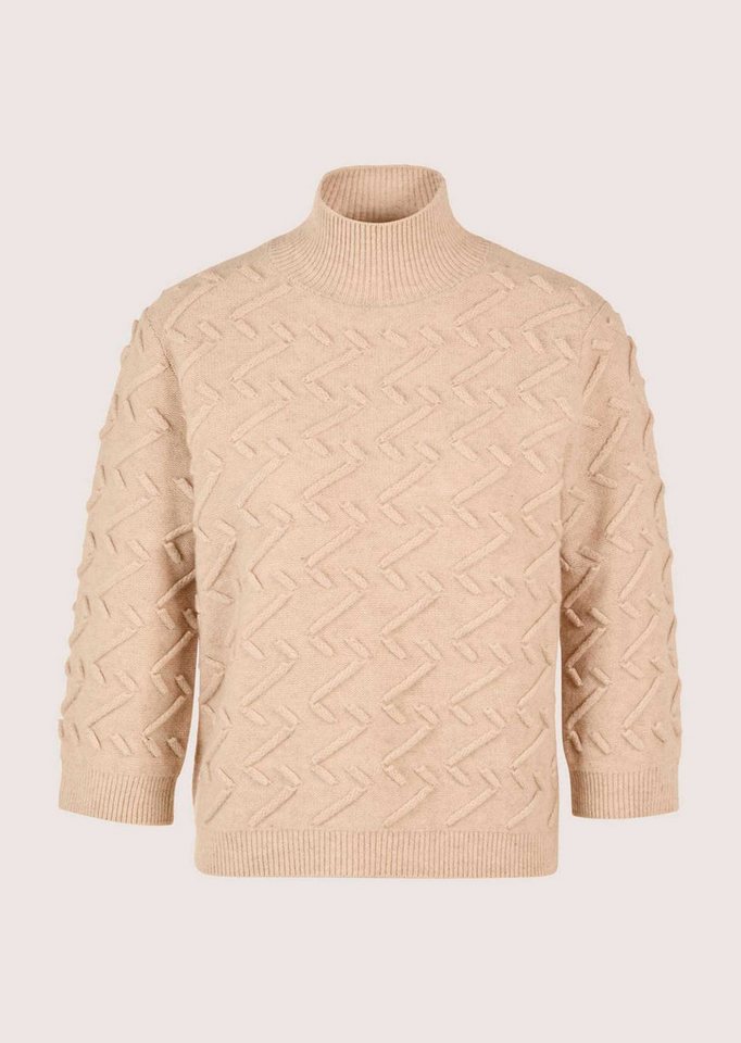 MADELEINE Strickpullover Eleganter Wollpullover mit Zick-Zack-Struktur Rippstrickpullover mit Stehkragen und 3/4-Ärmeln – Bild 5 von 5