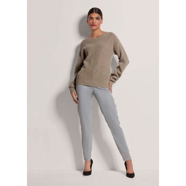 MADELEINE Strickpullover Langarm Pullover mit U-Boot-Ausschnitt Uni-Design trifft auf eleganten U-Boot-Ausschnitt