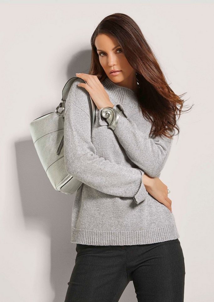 MADELEINE Strickpullover Langarm Stehkragen-Pullover Uni-Design trifft auf modernen Stehkragen ohne Verschluss – Bild 3 von 5