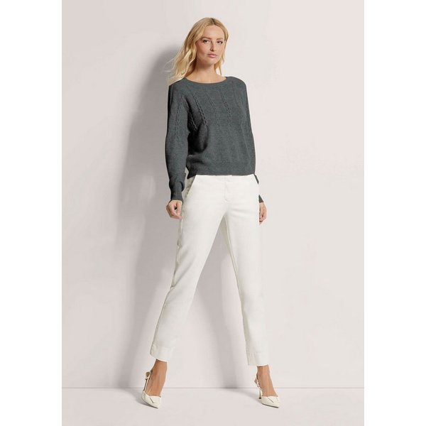 MADELEINE Strickpullover Rundhals-Pullover mit Zopfmuster Melierte Optik, U-Boot-Ausschnitt, ohne Verschluss