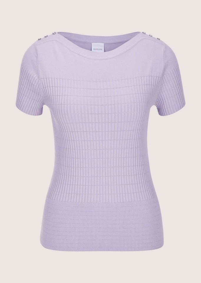 MADELEINE Strickpullover Sommerpullover mit Zierknöpfen Glanzshirt mit U-Boot-Ausschnitt und Kurzarm – Bild 5 von 5