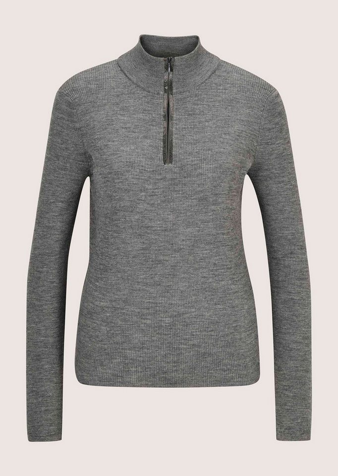 MADELEINE Strickpullover Troyer mit Stehkragen und Zipper Enganliegender Schnitt aus Schurwolle für einen sportiven Lagenlook – Bild 5 von 5