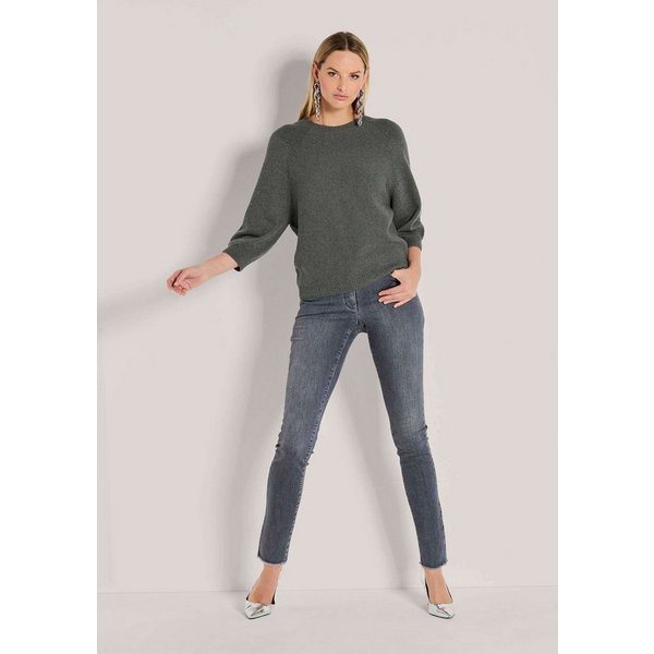 MADELEINE Strickpullover Zeitloser Baumwollpullover mit Perlfang-Muster Herbstpullover mit 3/4-Ärmeln und Rundhals