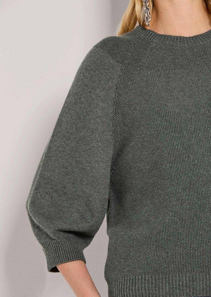 MADELEINE Strickpullover Zeitloser Baumwollpullover mit Perlfang-Muster Herbstpullover mit 3/4-Ärmeln und Rundhals – Bild 4 von 5