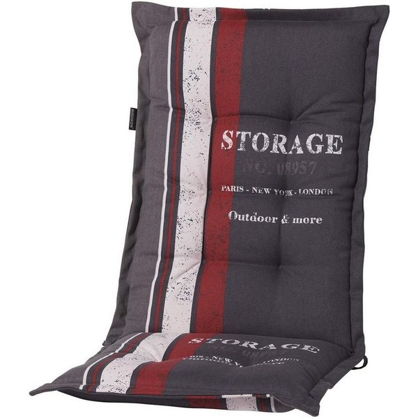 Madison Hochlehnerauflage G 148 Storage Red Gartenstuhl Auflagen, (1 St., 1 Auflage), für Hochlehner-Stühle UV-beständig inkl. Bindebänder und Halteband