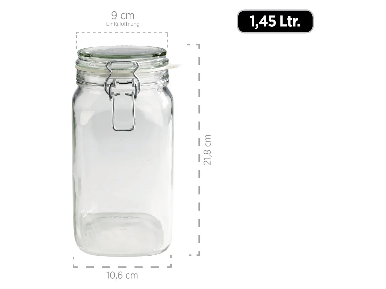 MÄSER Einmachglas Gothika, Einkochglas Set, Glas, (Set, 7-tlg., je 2 Gläser mit Füllmenge 75 cl, 1,05 l, 1,45 l + 1x Einkochring-Set), Glas mit Deckel – Bild 4 von 4