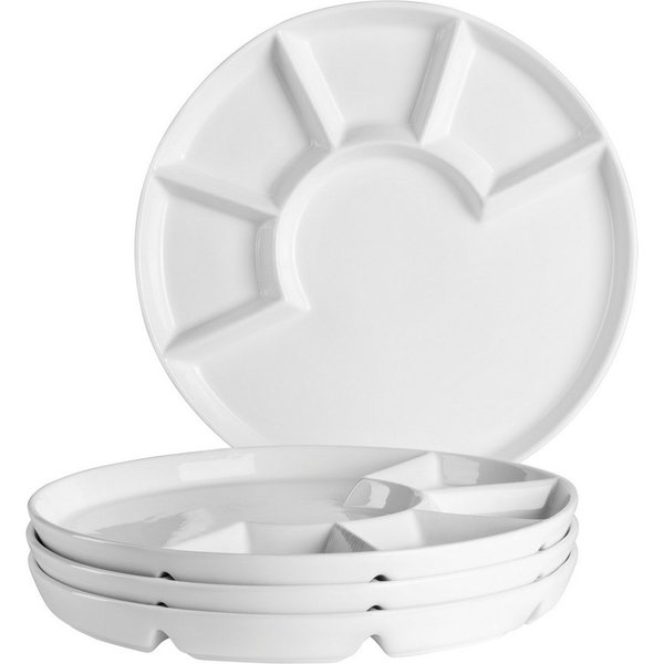 MÄSER Fondueteller Fondueteller Ø 24 cm, aus Porzellan, (4 St), Teller Set