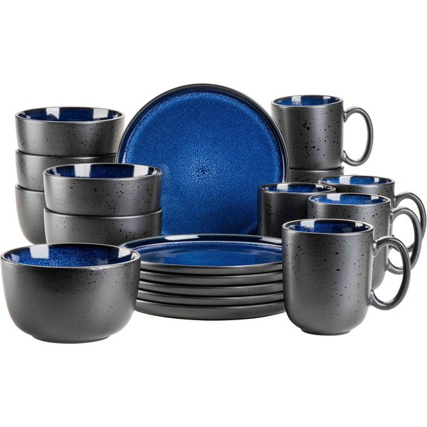 MÄSER Frühstücks-Geschirrset NIARA, Frühstücks Set, Steinzeug (18-tlg), 6 Personen, Steinzeug, Geschirr-Set, Service