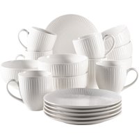 MÄSER Frühstücks-Geschirrset Service, Dalia (Teller, Schale, Kaffeebecher) (18-tlg), 6 Personen, Porzellan, Vintage Look, 18 Teile, für 6 Personen