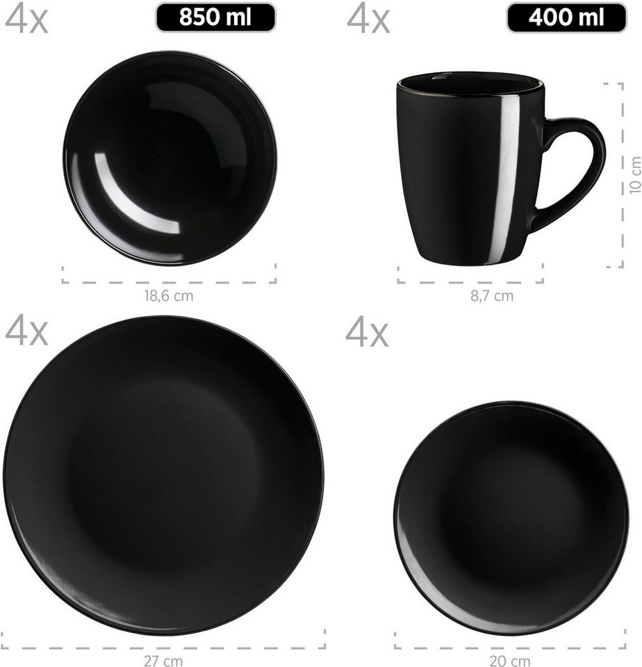 MÄSER Kombiservice Geschirr-Set, Service Metallic Rim (24-tlg), 6 Personen, Steinzeug, messingfarben schimernden Umrandung, 24 Teile, für 6 Personen – Bild 2 von 2