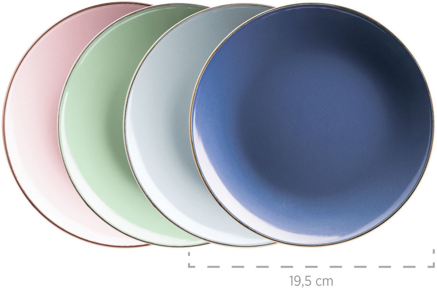 MÄSER Kombiservice METALLIC RIM, Geschirr-Set, Steinzeug (16-tlg), 4 Personen, Steinzeug – Bild 2 von 5