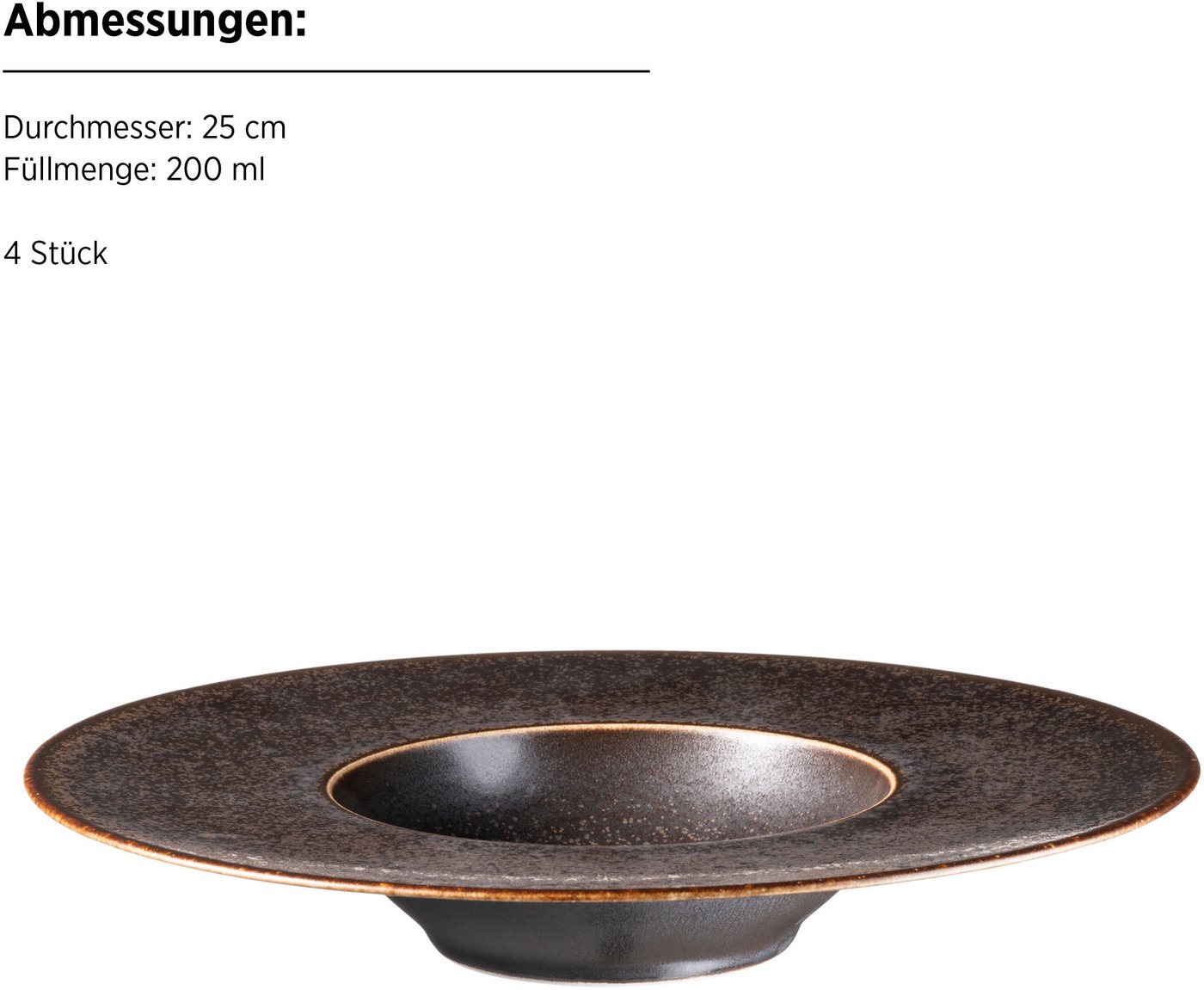 MÄSER Pastateller Gourmetteller Powerful, aus Porzellan, (4 St), Geschirr-Set, Teller Set – Bild 3 von 3