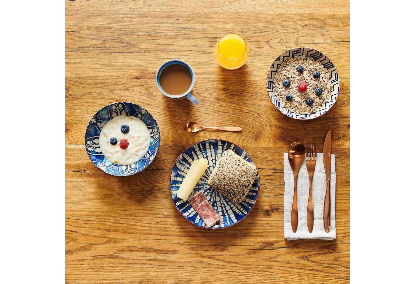 MÄSER Salatschüssel IBERICO BLUE, Salatschüssel-Set, Steinzeug, Steinzeug, (5-tlg) – Bild 2 von 5