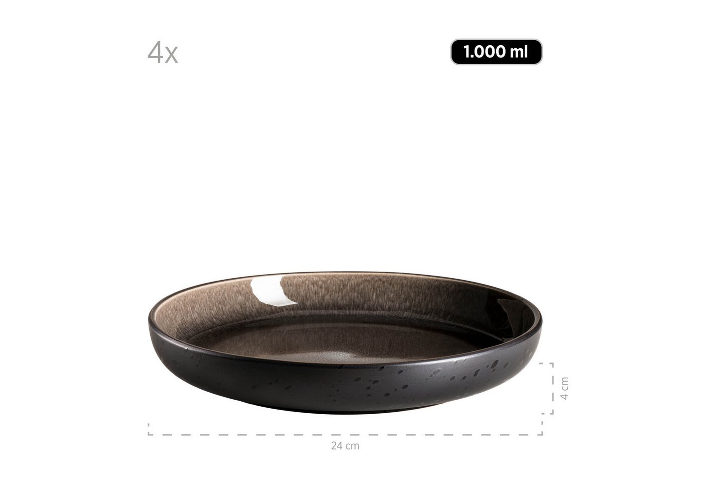 MÄSER Suppenteller NIARA, Teller Set, Steinzeug, (4 St) – Bild 5 von 5