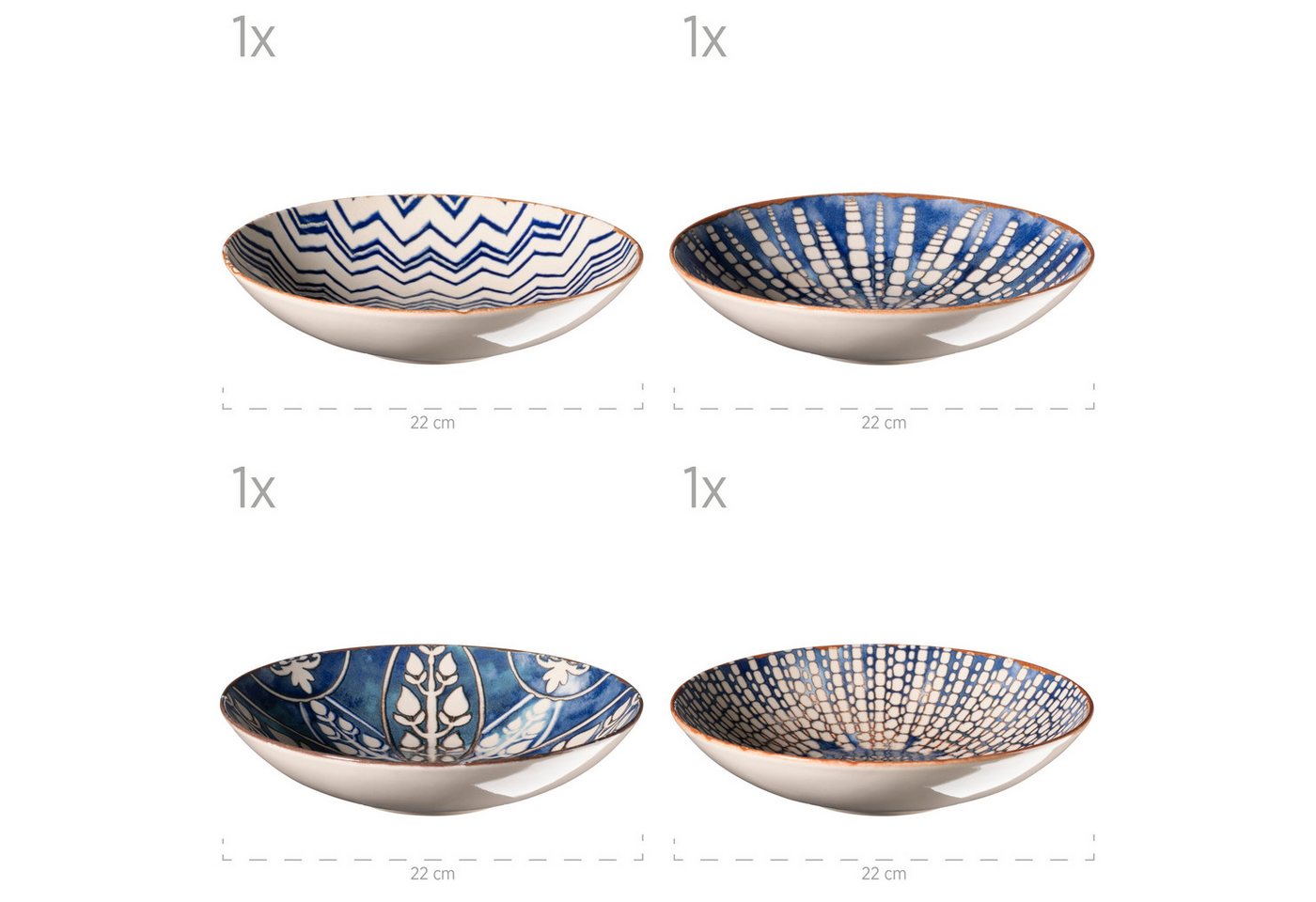 MÄSER Tafelservice IBERICO BLUE, Geschirr-Set, Steinzeug (12-tlg), 4 Personen, Steinzeug, Teller Set – Bild 5 von 5
