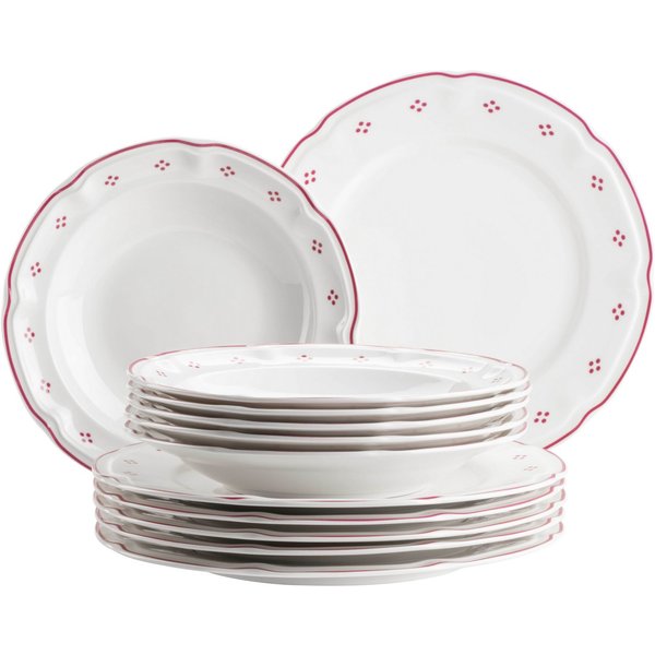 MÄSER Tafelservice Lova (12-tlg), 6 Personen, Porzellan, Teller Set