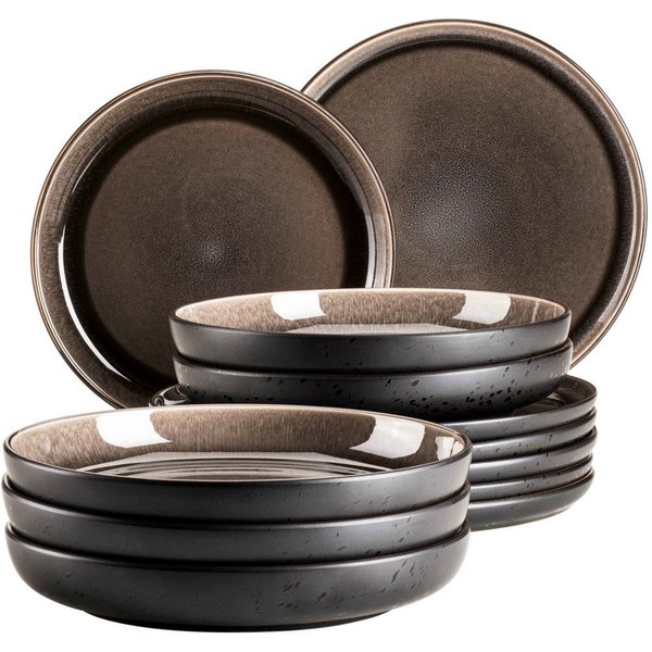 MÄSER Tafelservice NIARA, aus Steinzeug (12-tlg), 6 Personen, Steinzeug, Teller Set, Geschirr-Set, Service