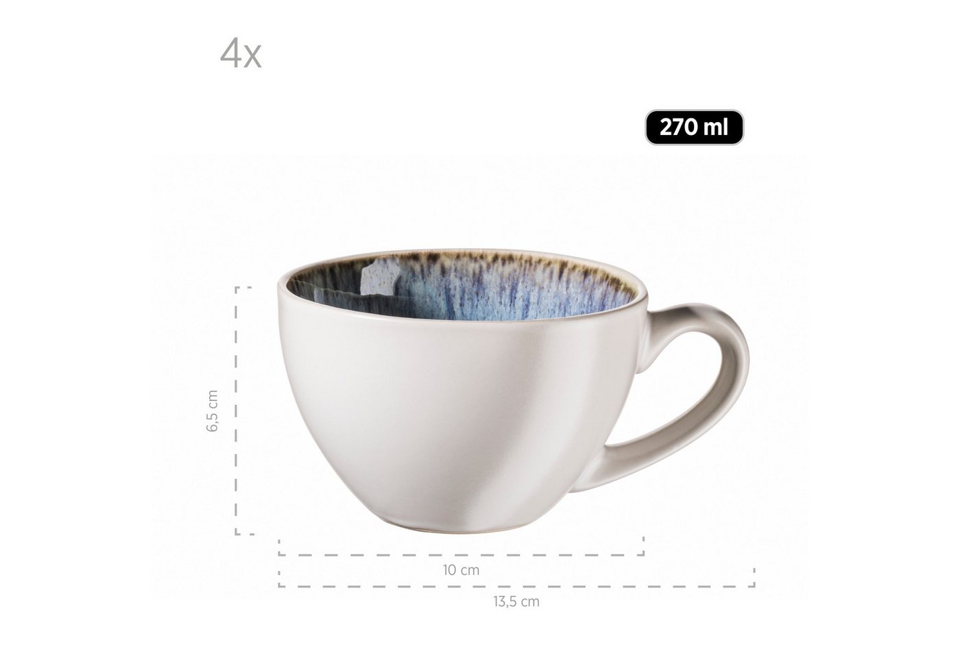 MÄSER Tasse FROZEN, Tassen-Set, Steinzeug, 8-tlg., Steinzeug – Bild 5 von 5