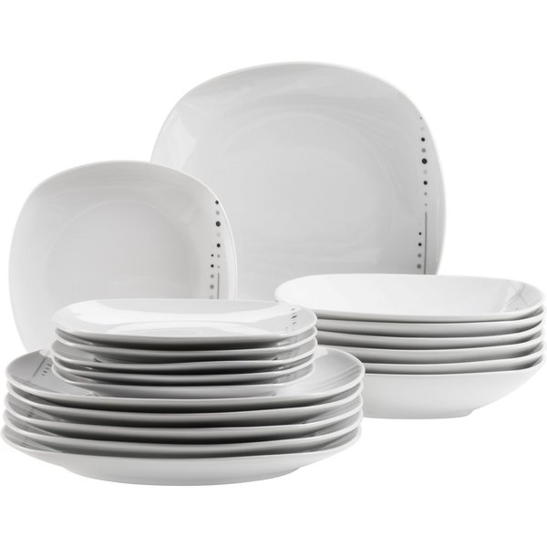 MÄSER Teller-Set FADILLA, Geschirr-Set, Porzellan (18-tlg), 6 Personen, Porzellan, Teller Set