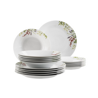 MÄSER Teller-Set HERBAL GARDEN, Geschirr-Set, Porzellan (18-tlg), 6 Personen, Porzellan, Teller Set