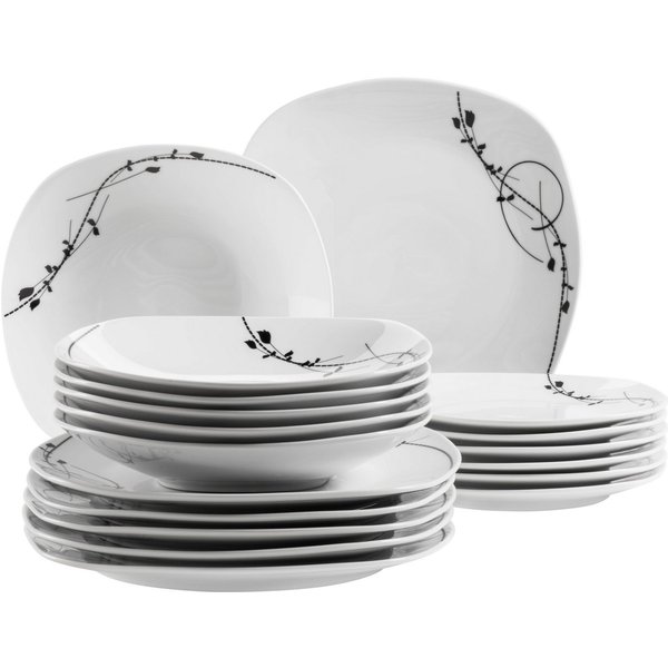 MÄSER Teller-Set LONDRA, Geschirr-Set, Porzellan (18-tlg), 6 Personen, Porzellan, Teller Set