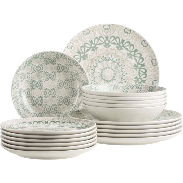 MÄSER Teller-Set Ornea (18-tlg), 6 Personen, Porzellan, Geschirr-Set, Service