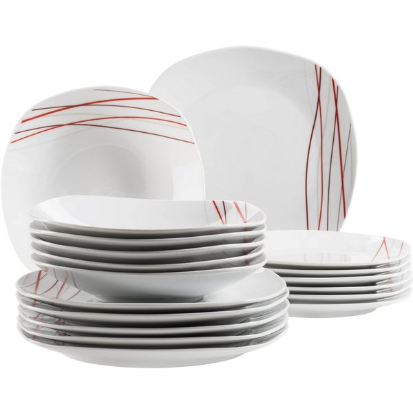 MÄSER Teller-Set SENCILLA, Geschirr Set, Porzellan (18-tlg), 6 Personen, Porzellan, Teller Set