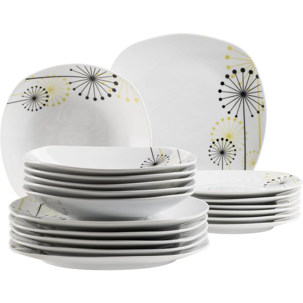 MÄSER Teller-Set VANESA, Teller Set, Porzellan (18-tlg), 6 Personen, Porzellan