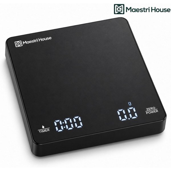Maestri House Küchenwaage KC200 Mini Kaffeewaage mit Timer, 0,1 g / 2 kg, (1-tlg., für Siebträger und kleine Abtropfschalen), Auto-Timer, USB-C, 800 mAh, Tara, 