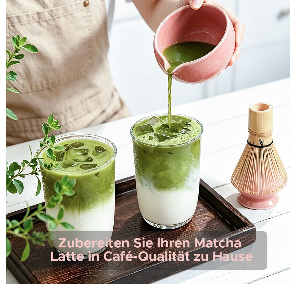 Maestri House Teeservice Matcha Set 7-teilig, Bambusbesen, Schale & Zubehör, Bambus, 510ml Schale, Bambus-Chasen, Haltern, Sieb, Löffel und Tuch erhalten – Bild 4 von 5