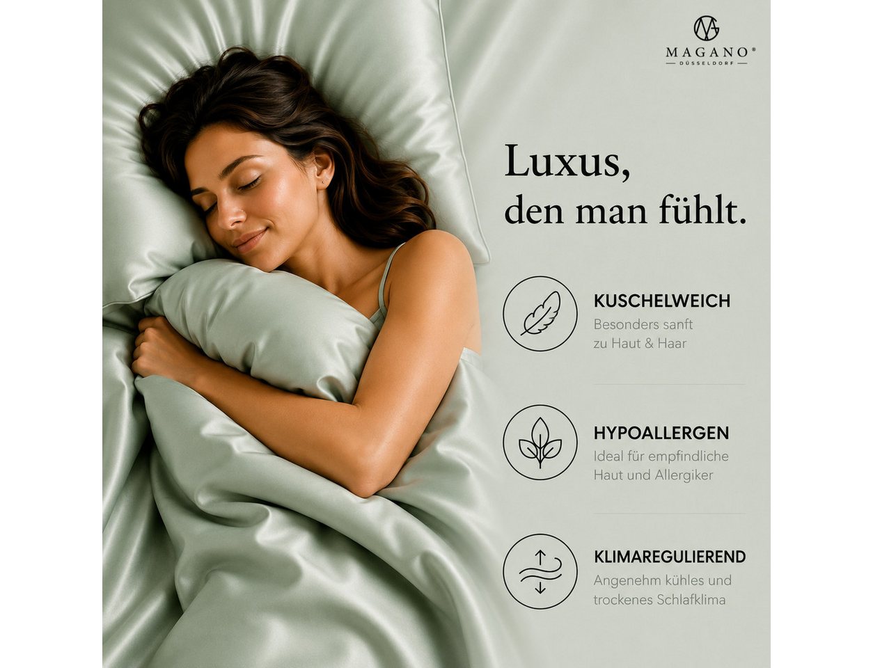 MAGANO Bettwäsche, Luxus 100% TENCEL ™ Lyocell, 400 TC Fadendichte, Hypoallergen, Thermoregulierend – Bild 4 von 5