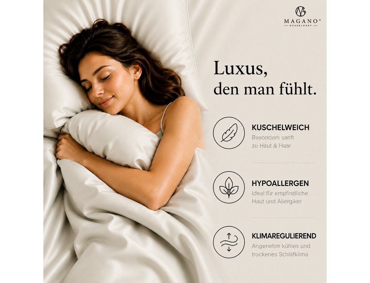 MAGANO Bettwäsche, Luxus 100% TENCEL ™ Lyocell, 400 TC Fadendichte, Hypoallergen, Thermoregulierend – Bild 4 von 5