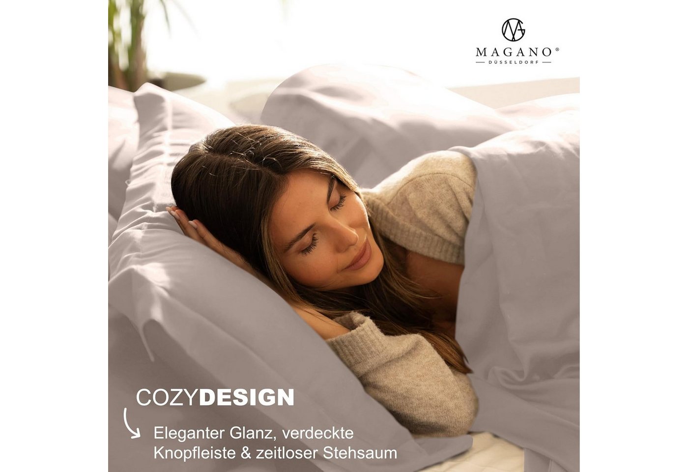 MAGANO Bettwäsche, Luxus Bambus & Baumwolle Satin, 400 TC Luxusqualität, Hypoallergen, Thermoregulierend, Kühlend – Bild 2 von 5