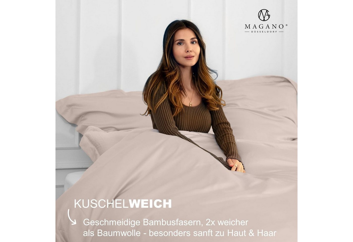 MAGANO Bettwäsche, Luxus Bambus & Baumwolle Satin, 400 TC Luxusqualität, Hypoallergen, Thermoregulierend, Kühlend – Bild 3 von 5