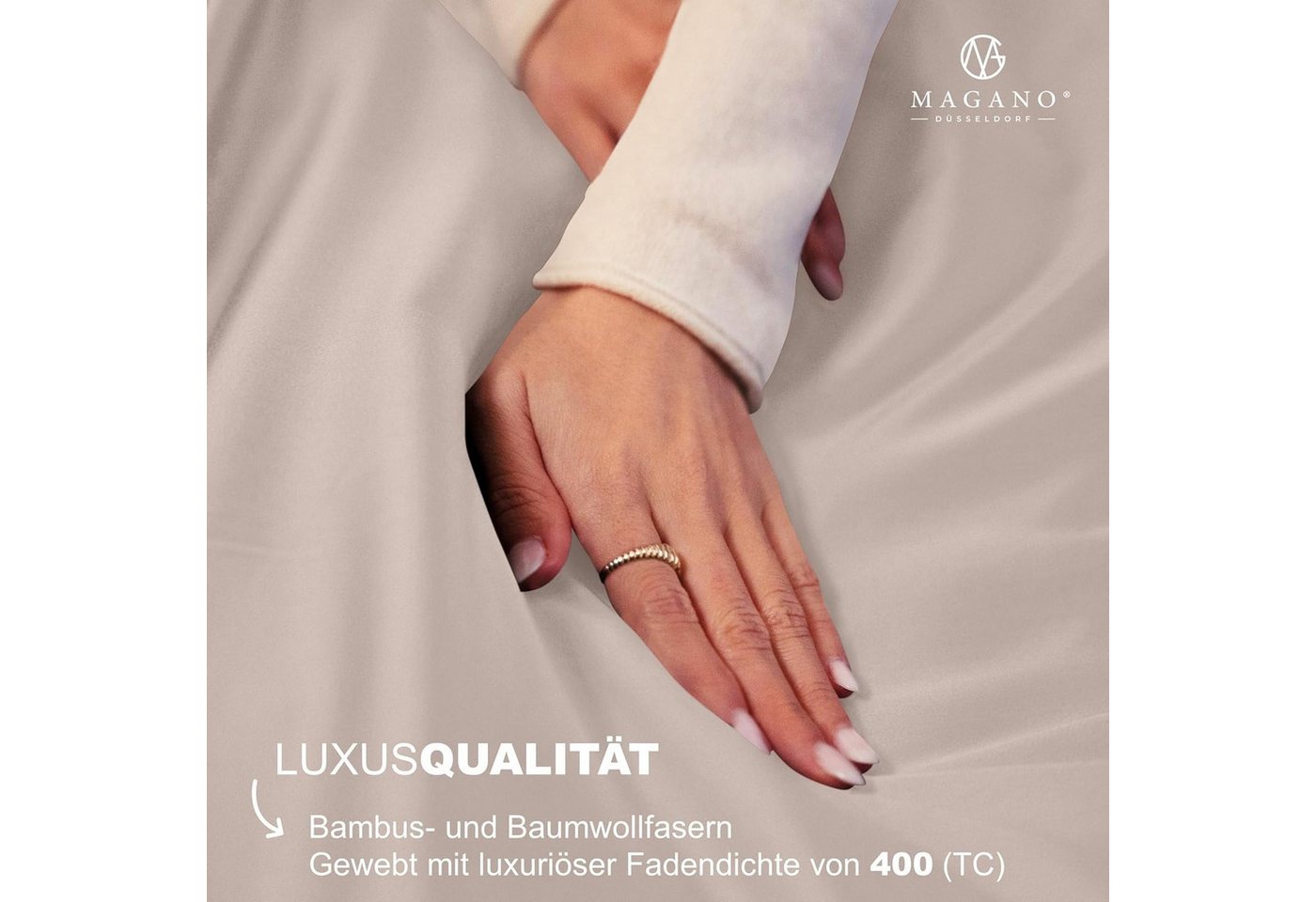 MAGANO Bettwäsche, Luxus Bambus & Baumwolle Satin, 400 TC Luxusqualität, Hypoallergen, Thermoregulierend, Kühlend – Bild 4 von 5