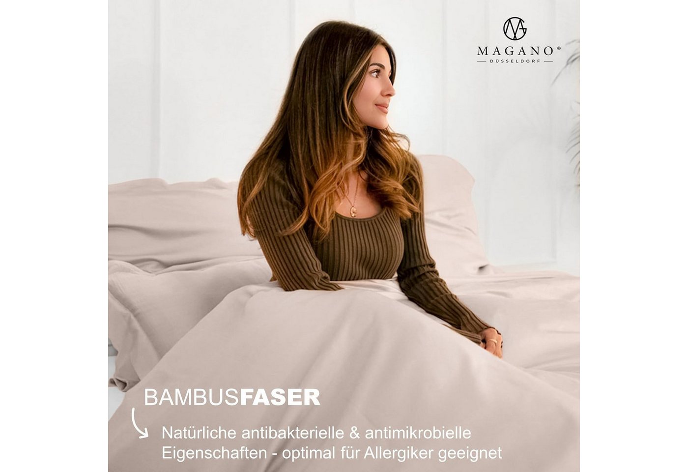 MAGANO Bettwäsche, Luxus Bambus & Baumwolle Satin, 400 TC Luxusqualität, Hypoallergen, Thermoregulierend, Kühlend – Bild 5 von 5