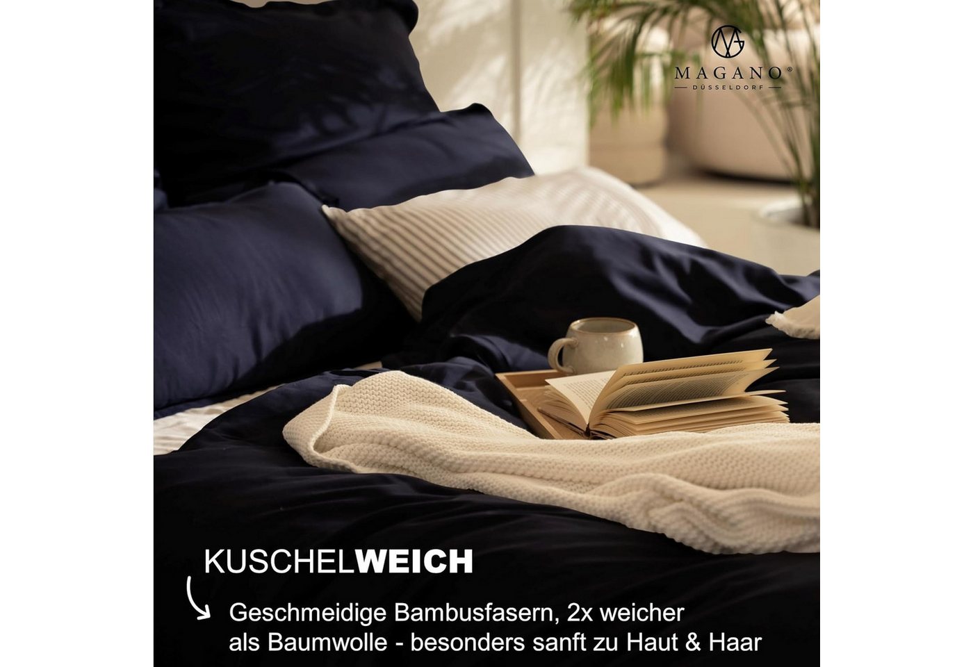 MAGANO Bettwäsche, Luxus Bambus & Baumwolle Satin, 400 TC Luxusqualität, Hypoallergen, Thermoregulierend, Kühlend – Bild 3 von 5
