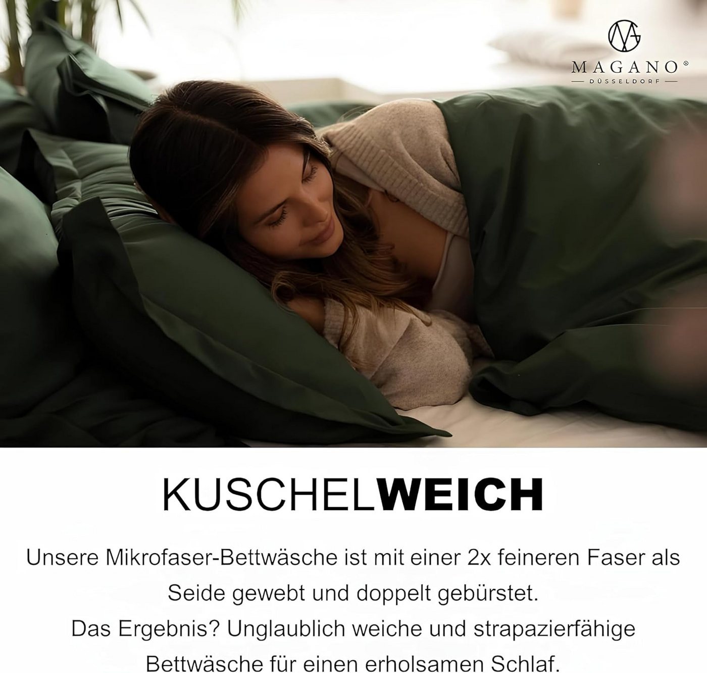 MAGANO Bettwäsche Set, Premiumqualität, Hypoallergen, Knitterarm, Himmlisch weich, Cozy Design: 3cm Stehsaum am Kissenbezug – Bild 5 von 5