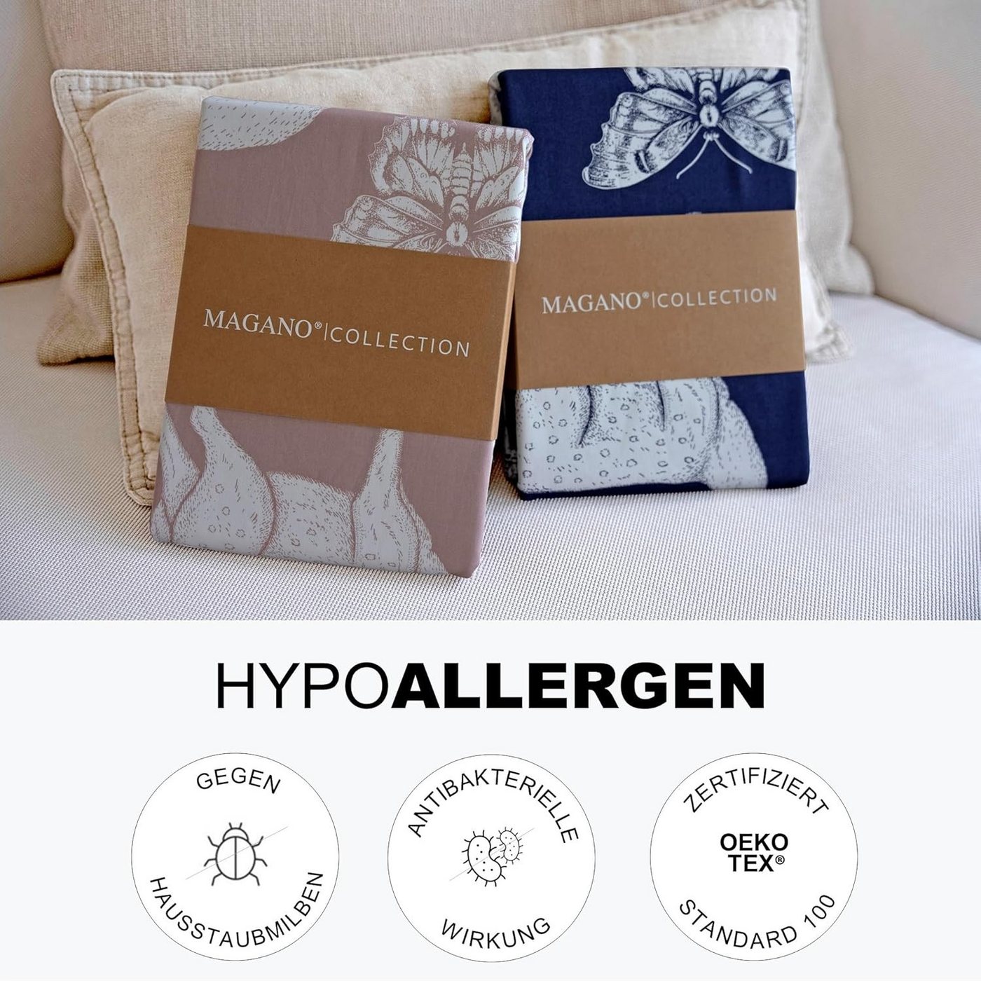 MAGANO Kinderbettwäsche, Bambus & Baumwolle Satin, Luxus Kinder Bettwäsche, 400 TC Luxusqualität, Tiermuster, Hypoallergen, Thermoregulierend – Bild 5 von 5