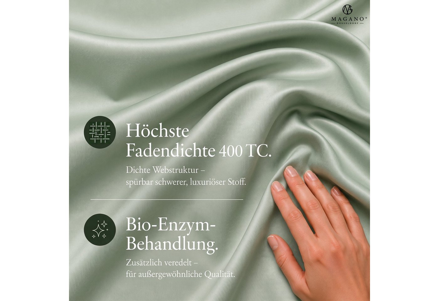MAGANO Kissenbezug, Luxus 100% TENCEL ™ Lyocell, 400 TC Fadendichte, Hypoallergen, Thermoregulierend – Bild 3 von 5