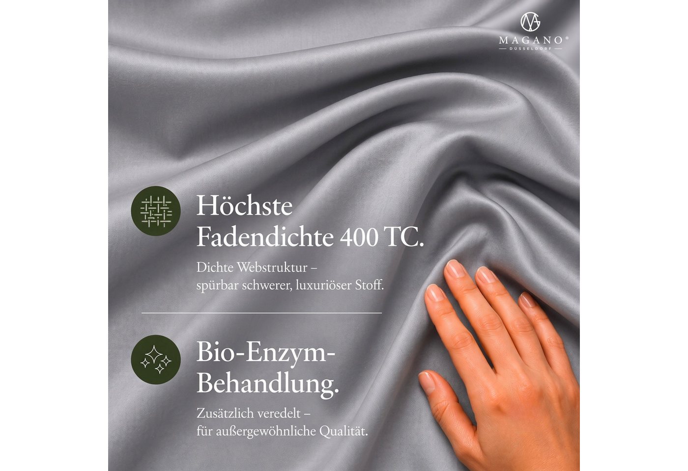 MAGANO Kissenbezug, Luxus 100% TENCEL ™ Lyocell, 400 TC Fadendichte, Hypoallergen, Thermoregulierend – Bild 3 von 5